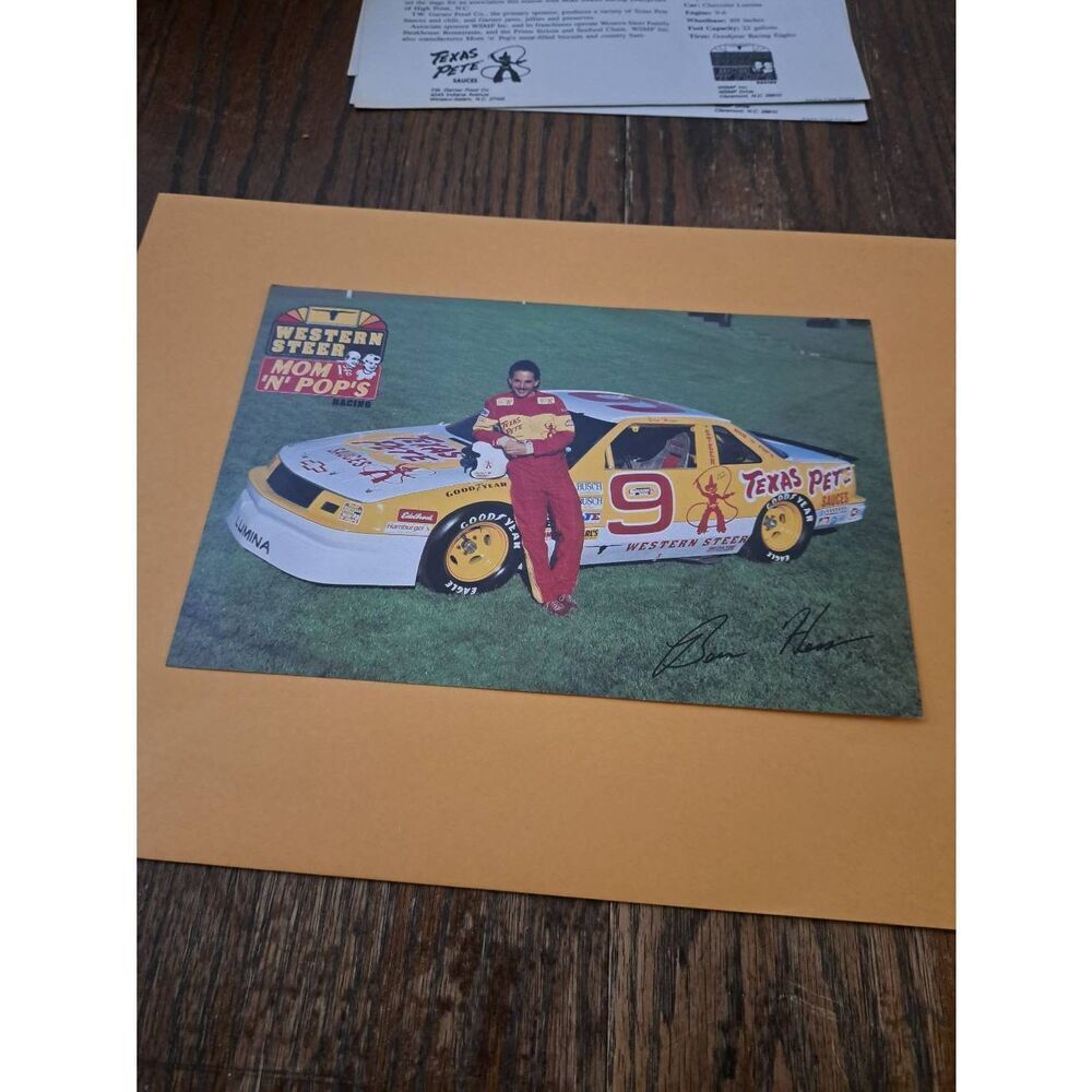 Vintage 1990 Ben Hess NASCAR Driver Card Texas Pete WSMP Western Steer 6x9